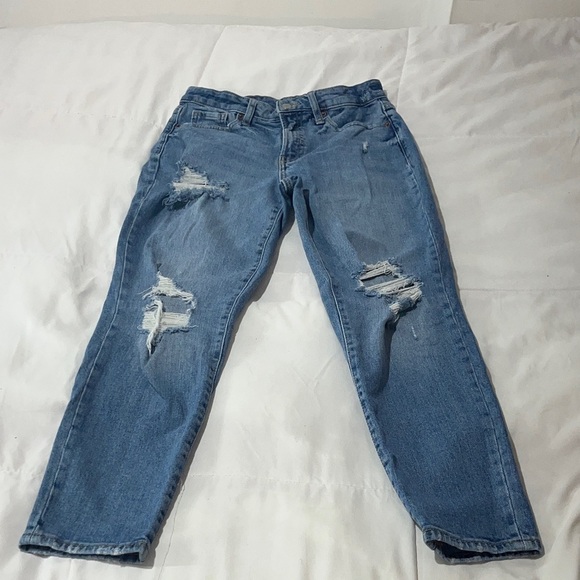 👖Women's Old Navy OG Straight Distressed Ankle Jeans - Picture 1 of 4